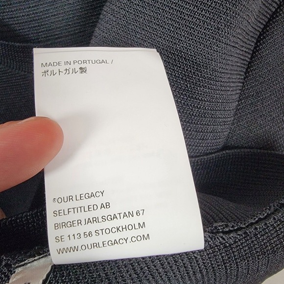 OUR LEGACY Knitted Cropped T-Shirt Women's Sz 38 Small Black Performance Poly - Picture 10 of 10